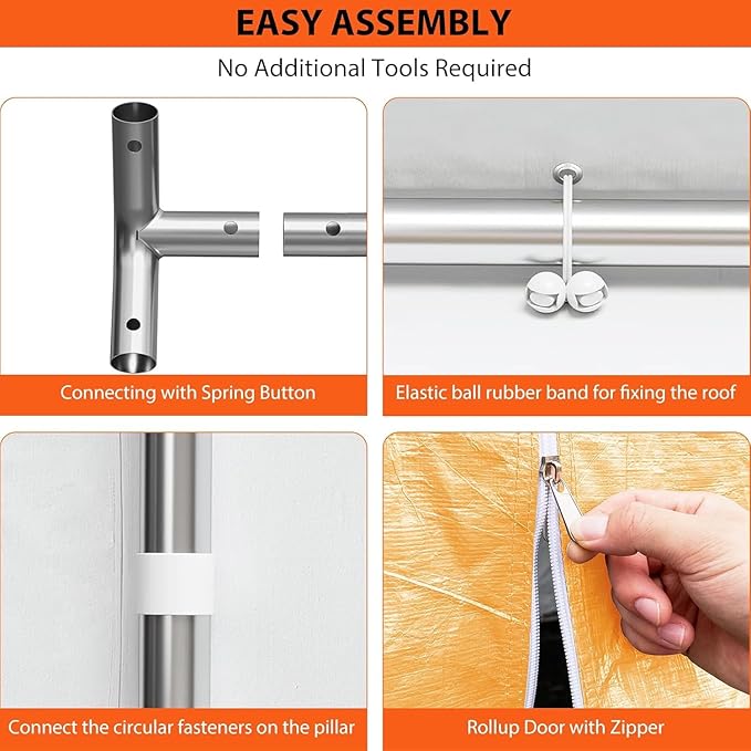 13x25FT Heavy Duty Portable Carport Canopy with 4 Roll-Up Doors & 4 Mesh Windows, Large Outdoor Garage Shelter for Car, Truck, Boat, Party, and Market Use