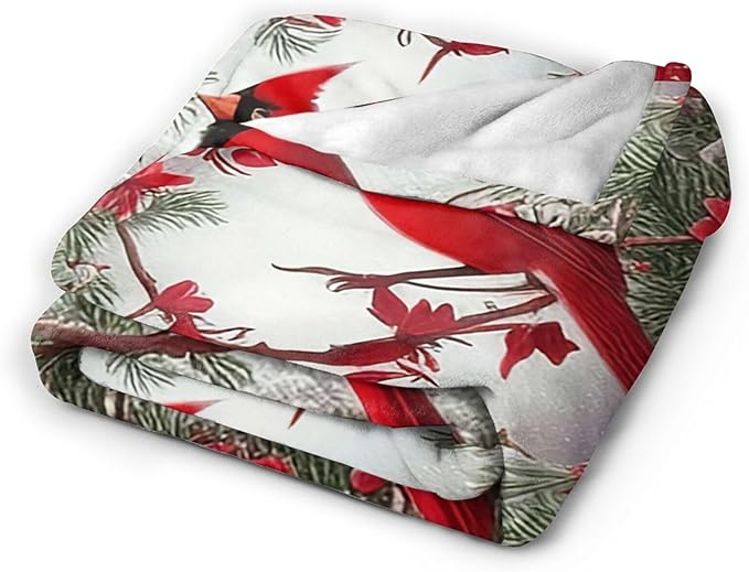 Cardinal Blanket Soft Cozy Cardinal Fleece Throw Blanket Lightweight Warm Red Bird Flannel Plush Stuff Decor Blanket Cardinal Gifts for Lover Girls Boys Kids Women Adults Bed Travel 40"x50"
