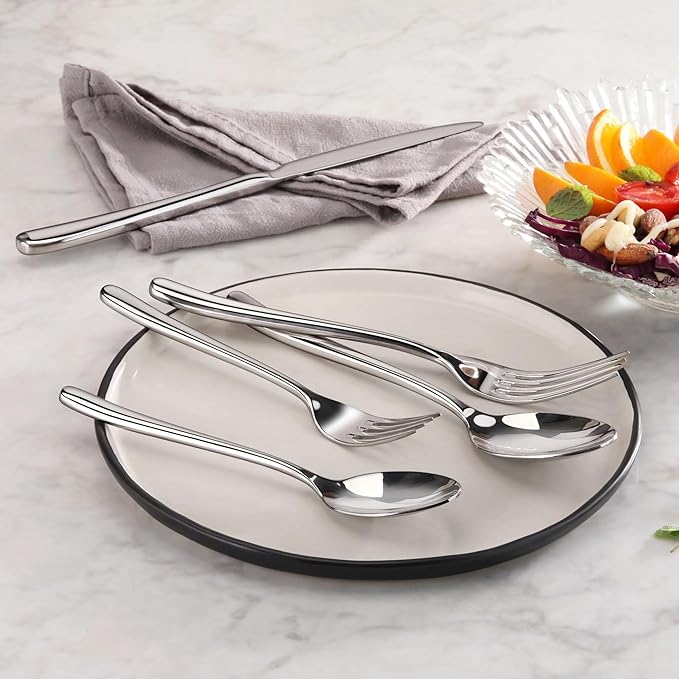 Cangshan RAIN II Flatware Set, Stainless Forged, Window Box, Metallic Finish (20-Piece)