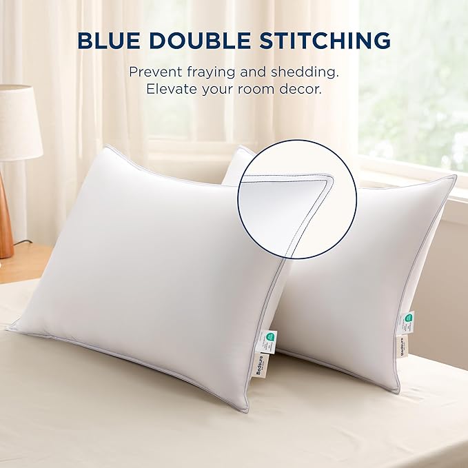 Bedsure Pillows Queen Size Set of 2, Prewashed Ultra-Soft Bed Pillows, Hotel Luxury Down Alternative Filling, Breathable & Fluffy for Back, Side, Stomach Sleepers