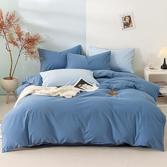 Luxlovery Lake Blue Comforter Set Queen Women Men Bedding Comforter Sets Haze Blue Quilt Blanket Comfy Soft Lightweight Bedding Set for Adults Teens