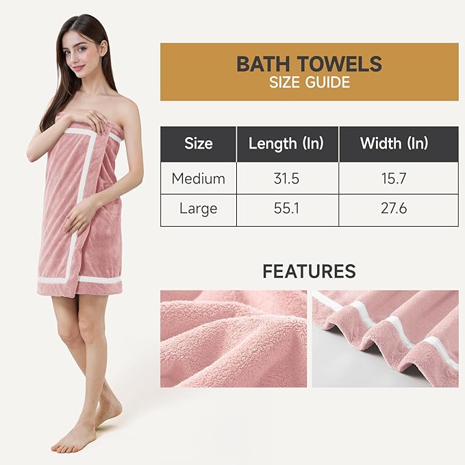 REDKISS 4-Piece Bath Towel Set - 2 Hand Towels, 2 Bath Towels | Super Absorbent, No Lint & No Fading,Ultra-Fiber Coral Fleece | Perfect for Bathroom, Spa, Gym | Family & Adults-Pink