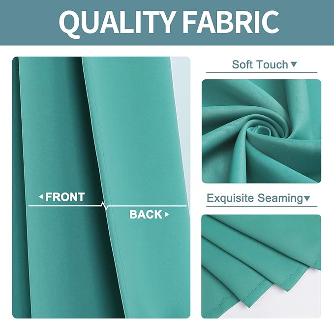 ChrisDowa Grommet Room Darkening Curtains for Bedroom and Living Room - 2 Panels Set Thermal Insulated Blackout Curtains (Teal, 52W x 95L)