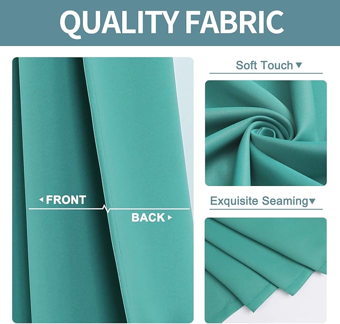 ChrisDowa Small Kitchen Valances for Windows - Grommet Short Thermal Insulated Room Darkening Window Valances Curtains for Living Room (2 Panels, Teal, 42 x 18 Inch)