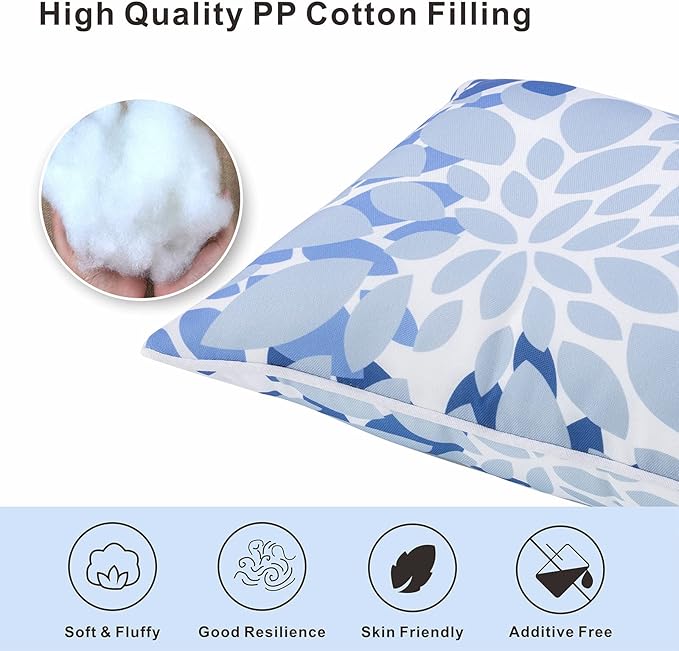 Pack of 2 Patio Lumbar Pillows, 12”x20” Fade Resistant Outdoor Waterproof Lumbar Pillow with Inners, Decorative Garden Lumbar Cushions for Home Patio Terrace Sofa Use