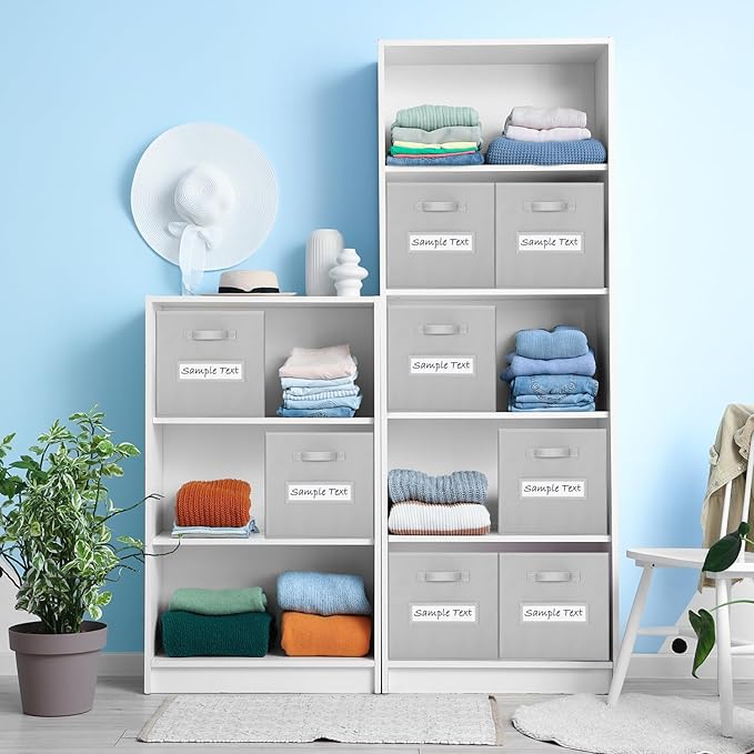 artsdi 11x11 storage cube bins (Set of 10) Foldable Fabric storage cubes with 10 Labels Window Cards & a Pen,11 inch cube storage bin,Closet Organizers for Shelves,Cubby Organizer Boxes,Light Grey
