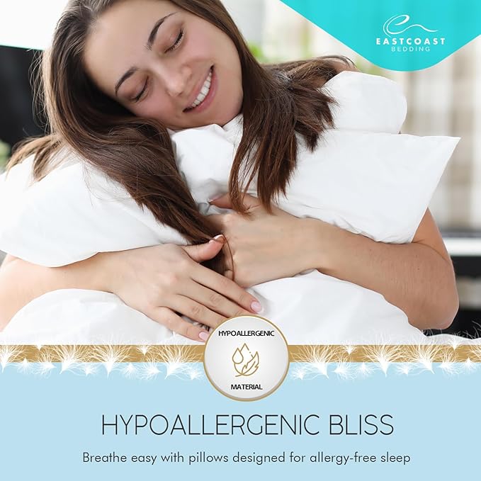 East Coast Bedding Goose Down Sleeping Pillow White 600 Fill Power with 400 Thread Count 100% Cotton for Couch, Side Sleeper, Travel & Bed Pillows - King Size Medium - Single Pack