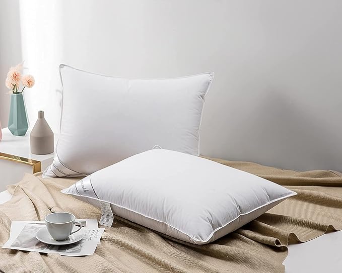 King Size Goose Down Feather Hotel Collection Bed Pillow for Sleeping for Back, Stomach or Side Sleepers King Size(20x36IN) White 1 Pack