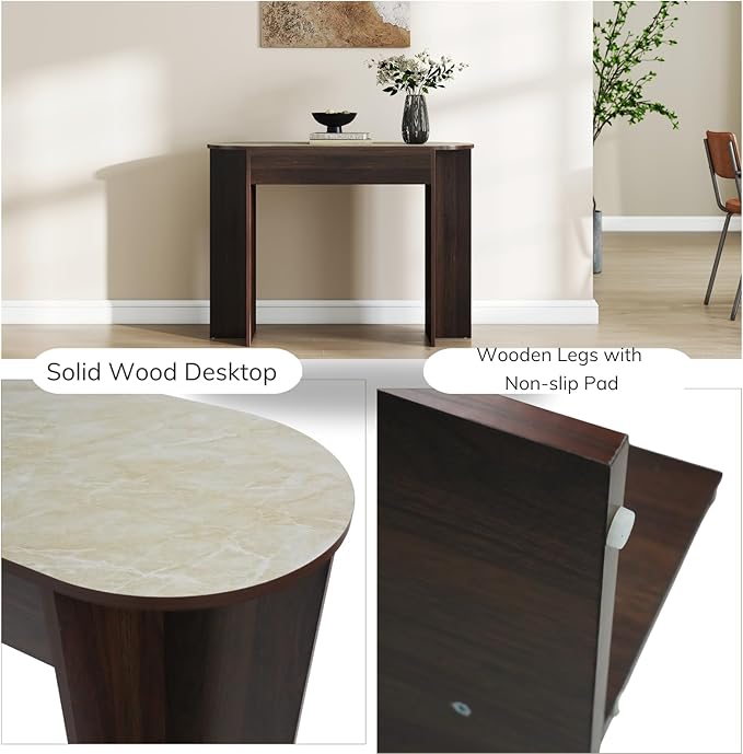 Mid Century 43 Inch Console Table, Narrow Sofa Table Behind Couch, Farmhouse Wooden Console Table for Living Room, Entryway, Walnut Finish