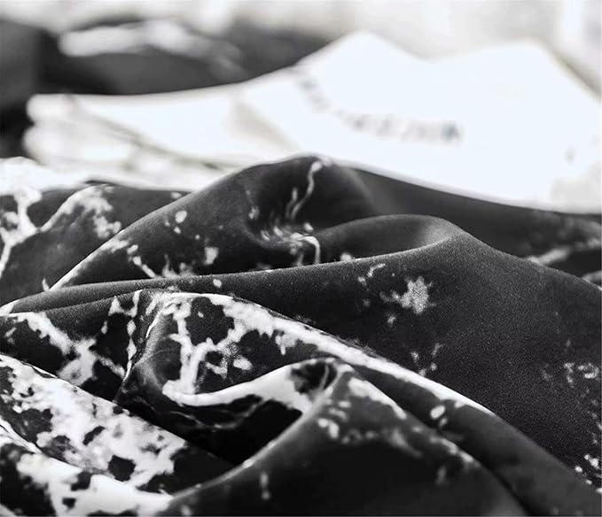 Luxlovery Black Marble Comforter Set Twin Black Bedding Set Men Boys Modern Comforter Cozy Abstract Black White Marble Quilts Blanket Dorm Preppy Comforter Set for Kids Teens