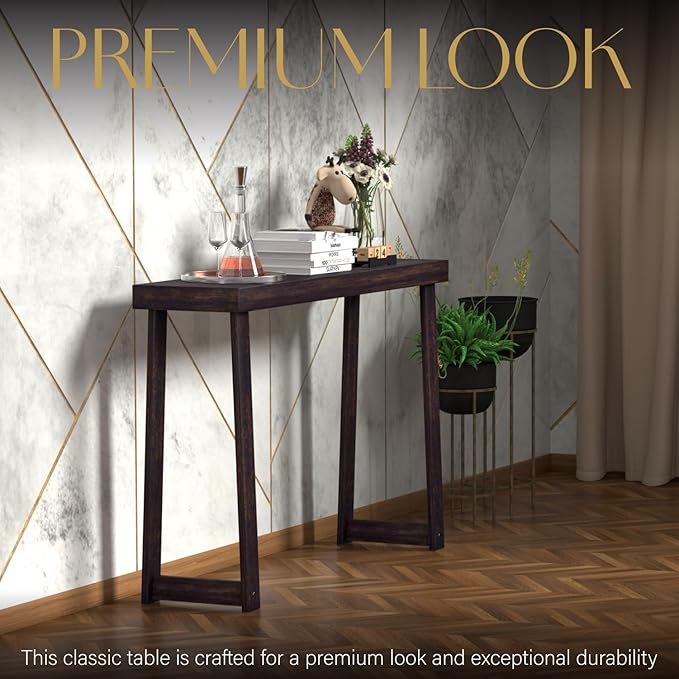 Solid Wood Console Table (46.25x12x32in) - Narrow Entryway & Hallway Table, Sofa Table for Living Room/Foyer, Easy Assembly
