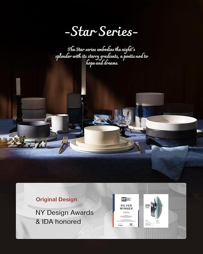 famiware Coffee Mug Set for 4, Star 12 oz Catering Mugs Cup Set with Handle for Coffee, Tea, Cocoa, Milk - Ceramic Stoneware Drinkware Set, White