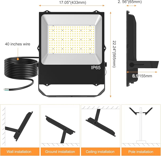 2Pack 240W LED Flood Light Outdoor 33600LM 5000K ETL Listed Commercial Outdoor Lighting for Sports Fields, 100-277V Input IP65 Waterproof Exterior Floodlight for Stadium Yard Backyard