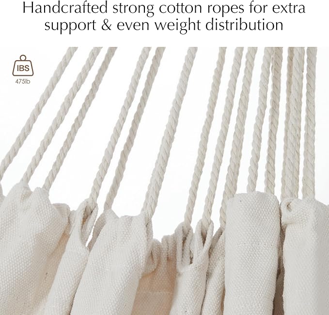 PNAEUT Double Hammocks for Outside, Replacement Outdoor Tree Hammock for Indoor Patio Porch Garden (Beige, Medium)