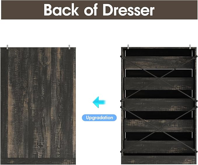 Fameill Dresser for Bedroom, 5 Drawer Tall Dresser Organizer, TV Stand for Livingroom, Chest of Drawers with Metal Handles, Dark Brown