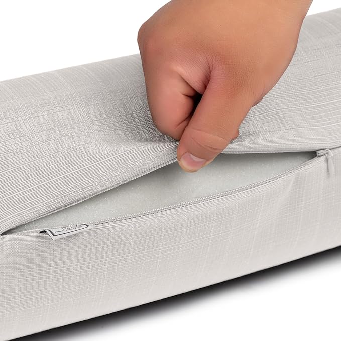 Sherry Kline Sunrise Indoor/Outdoor Neck Bolster Corded Edge Filled Pillow Eggshell 6"x18" Set of 2