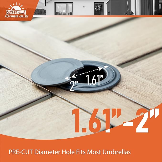 7 Piece Outdoor Dining Set for 6, Outdoor Table and Chairs Set for 6 with 1 Patio Dining Table(1.61"-2" Hole) and 6 Textilene Patio Chairs, Patio Dining Set for Deck Backyard