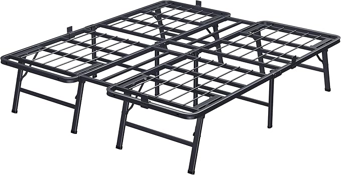14 Inch Queen Metal Bed Frame Folding Bed Frame Tool-Free Assembly Mattress Foundation No Box Spring Needed Platform 2500lbs Heavy Duty Steel Slats, Noise-Free, Easy Assembly, Black