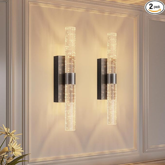 Battery Operated Black Wall Sconces Set of 2 Rechargeable Battery Powered Wall Light with 12000mAh Indoor Not Hardwired Dimmable Wall Lamp Fixtures for Bedroom Living Room 20.9 Inches