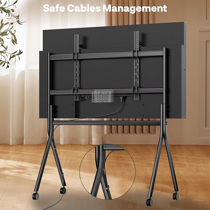 Sylvox TV Floor Stand for 60-120 Inch TVs, Heavy Duty Rolling TV Stand Max Load 330LBS/150kg, Mobile TV Cart with Lockable Wheels, Universal Flat/Curved Screen Mount, VESA 200x200 to 1200x600mm