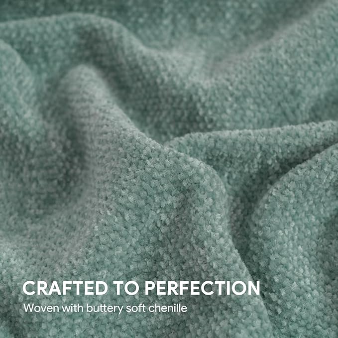 RECYCO Throw Blanket Soft Cozy Chenille Throw Blanket with Fringe Tassel for Couch Sofa Chair Bed Living Room Gift (Sage, 50'' x 60'')