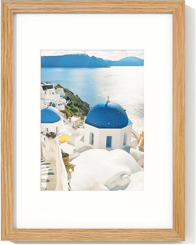 Axeman 9x12 Picture Frame | Solid Oak Wood 9 By 12 Photo Frame With Mat for 6x8 | 9''x12'' Wood Frame | Tempered Glass and Hanging Hardware Included Home Wall Decor Hanging Frame | Natural
