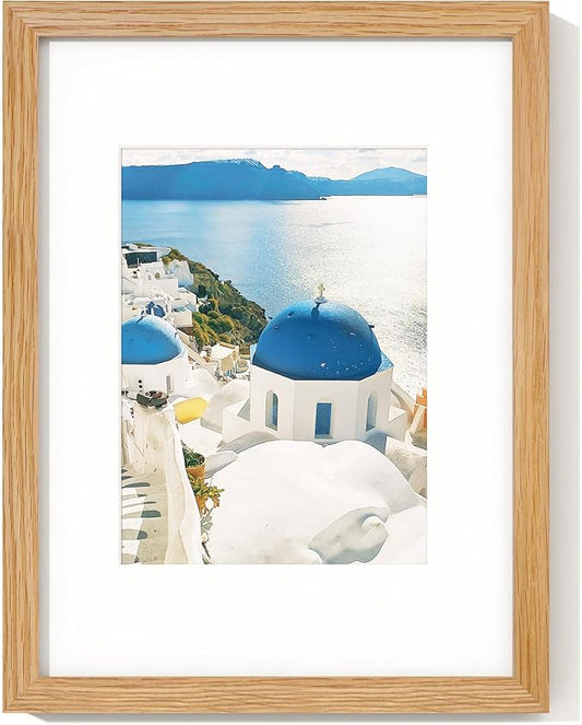 Axeman 9x12 Picture Frame | Solid Oak Wood 9 By 12 Photo Frame With Mat for 6x8 | 9''x12'' Wood Frame | Tempered Glass and Hanging Hardware Included Home Wall Decor Hanging Frame | Natural