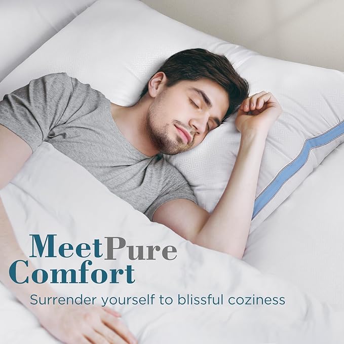 viewstar King Size Pillows Set of 2, Hotel Quality Cooling Down Alternative Gusseted Bed Pillows for Side, Back, or Stomach Sleepers, Light Blue