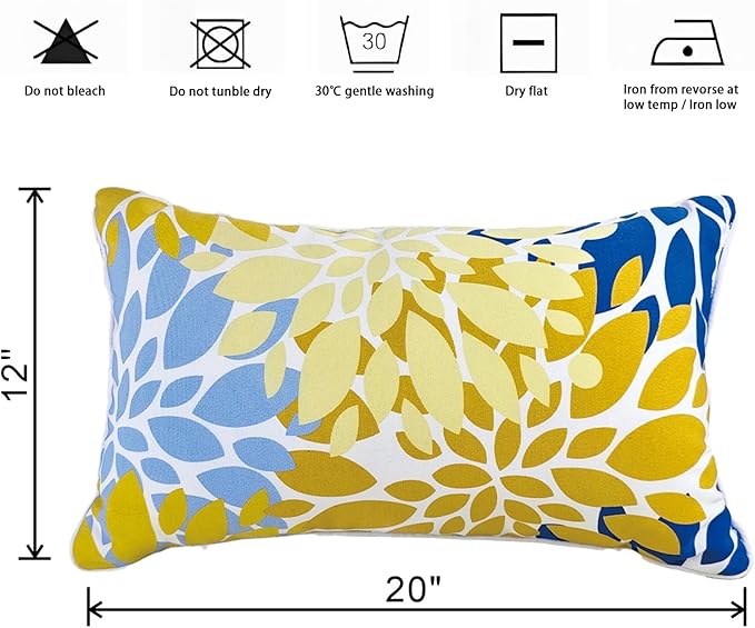 Outdoor Lumbar Pillows - Decorative Pillows with Insert Included Set of 2 Outdoor Pillows for Patio Furniture 12x20 Inch