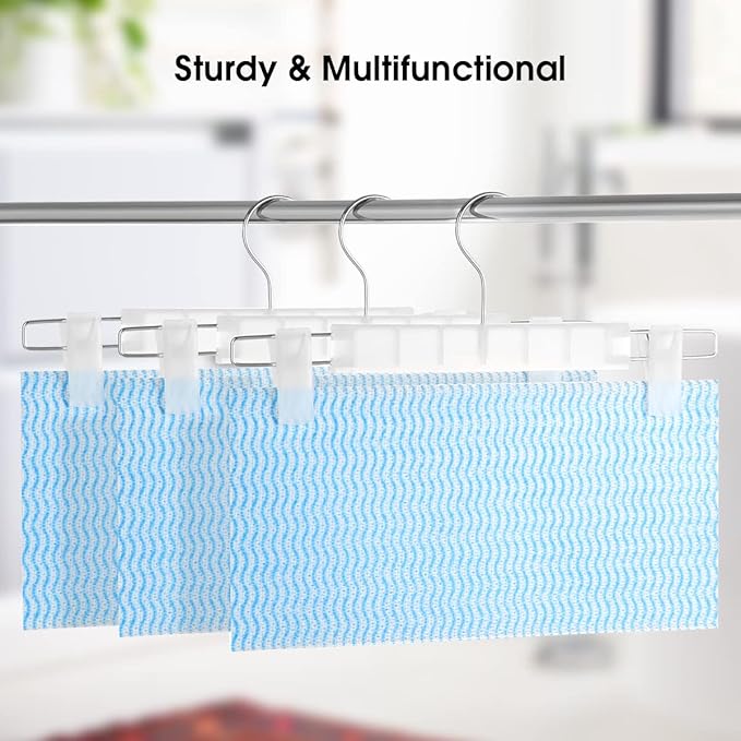 Clothes Pants Hangers, Space-Saving Skirt Holders with 360 ° Swivel Hooks, Adjustable Clips, Trouser Hangers, Clothes Coat Garment Jeans Hangers (30 Pack, Transparent)