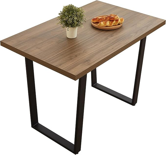42.9 Modern Dining Kitchen Table for 4, Space-Saving Rectangular Design with Metal Legs, Suitable for Dining Room Kitchen Restaurant (Walnut Table)