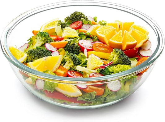 NUTRIUPS 6.4QT Large Glass Mixing Bowl, Large Salad Bowls, Big Glass Bowls for Sourdough, Salad and Storage, Dishwasher, Microwave and Freezer Safe