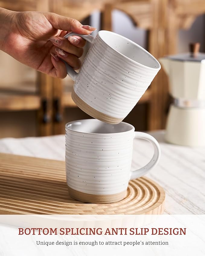 famiware Coffee Mugs Set of 4, 13 oz Mug Set, Ceramic Cup Set with Handle for Coffee, Tea, Cocoa, Milk, Constellation Series, White