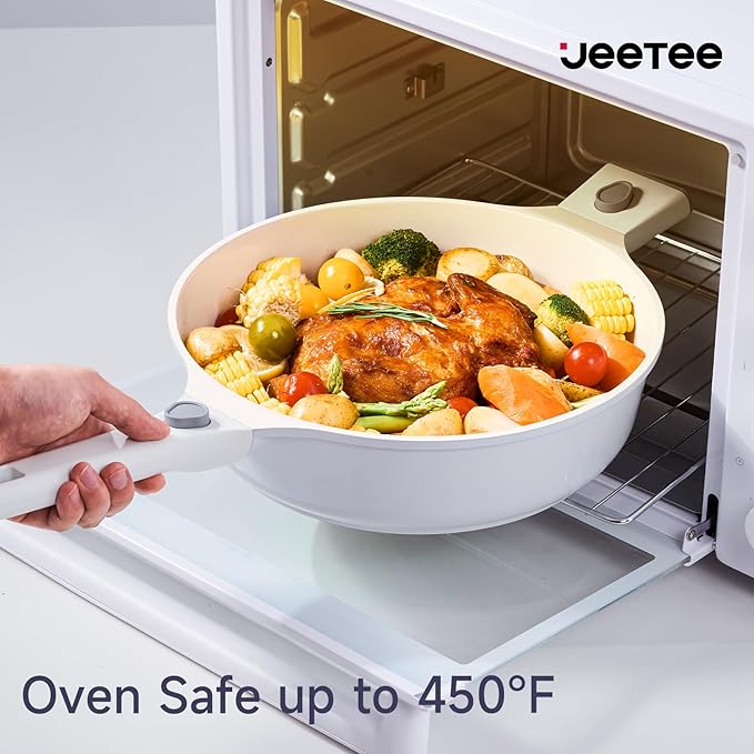 JEETEE 22pcs NonStick Ceramic Induction Cookware Sets, Pots and Pans With Removable Handles, Kitchen Non Toxic Pot Sets PFAS & PFOA Free