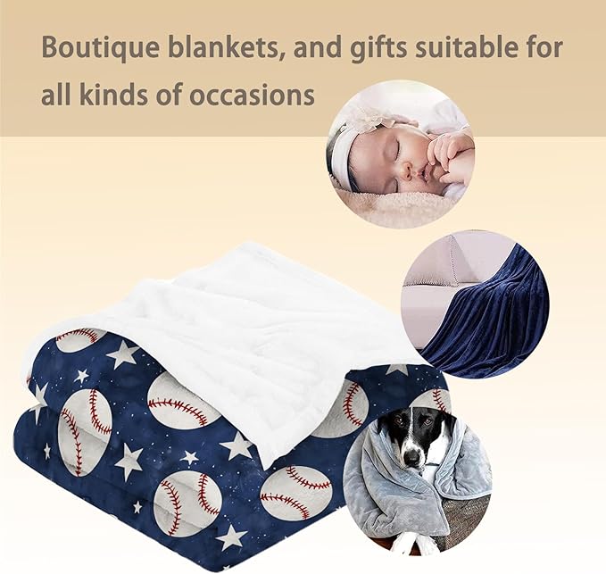 Baseball Blanket - Ultra Soft, Fluffy, Lightweight Flannel Throw Blankets for Couch, Bed, Travel, Outdoor - Cozy, Fuzzy Home Decor, for Adults Kids Men Boys Girls 50×40 in