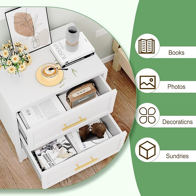 Metal Dresser Narrow Dresser for Bedroom Chest, 35.43" H Drawer Chest, Closet Dressers & Chests of Drawers for Living Room, Hallway (3 Drawers White 24inch Wide)