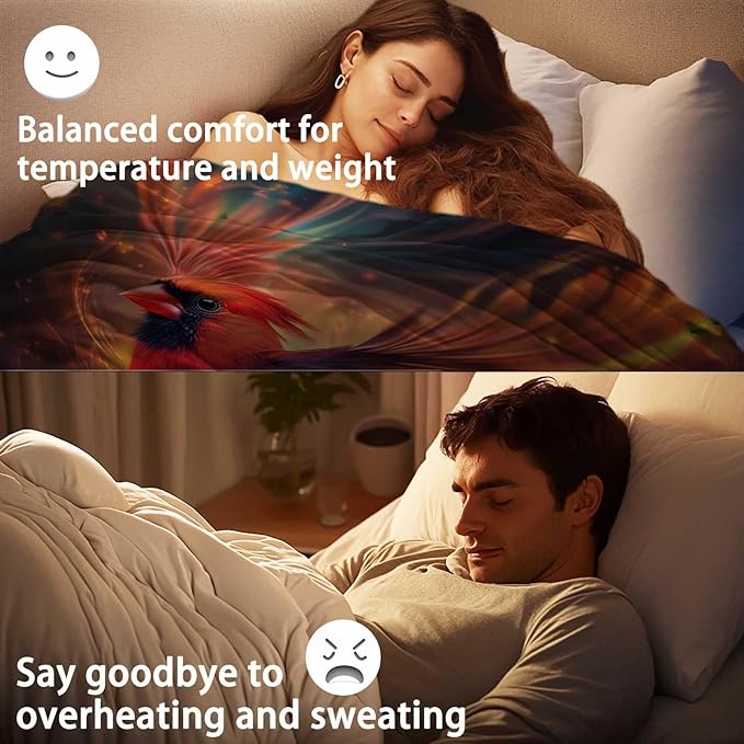 Cardinal Bird Blanket, Cardinal Gift for Women and Men, Soft Fleece Bird Blanket, Cozy Plush for Bedroom and Living Room Decor, 50x60 Inches