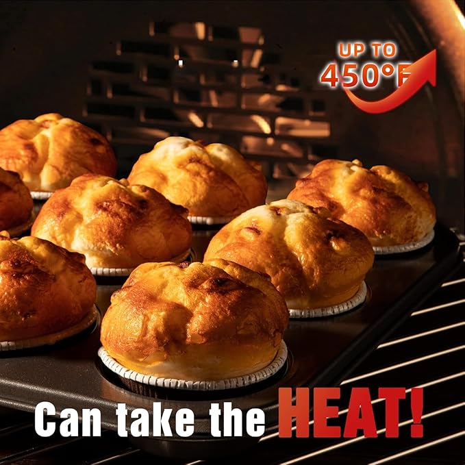 KITESSENSU Baking Pans Sets, Nonstick Bakeware Set 7-Piece with Round/Square Cake Pan, Loaf Pan, Muffin Pan, Cookie Sheet, Roast Pan, Cooling Rack & Silicone Oven Mitts, Carbon Steel Bake Set,Gold