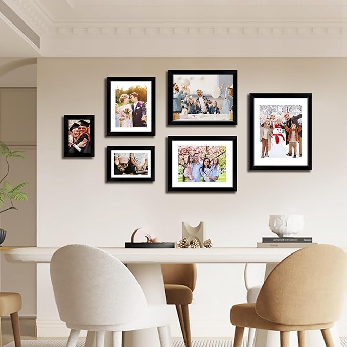 FIXSMITH 8.5x11 Picture Frame, Black Photo Frame with HD Plexiglass, Display Pictures 6x8 with Mat or 8.5x11 Without Mat, Picture Frames Collage for Tabletop or Wall Display, 2 Pack