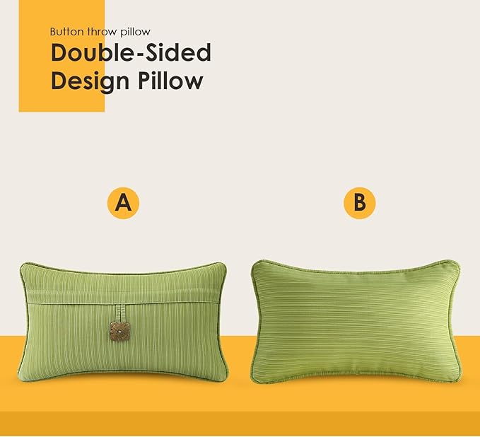 Outdoor DecorativePillows with Coconut Button Pack of 4, 20" x 12" Outdoor Pillow Set for Couch Bed Throw Patio Sofa, Chartreuse