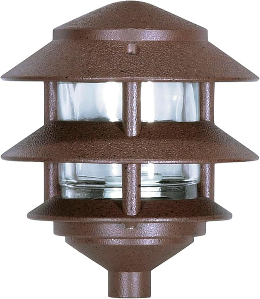 NUVO SF76/632 One 2 Louver Hood Outdoor Pagoda Landscape Pathway Light, 2 Tier-Small, Old Bronze