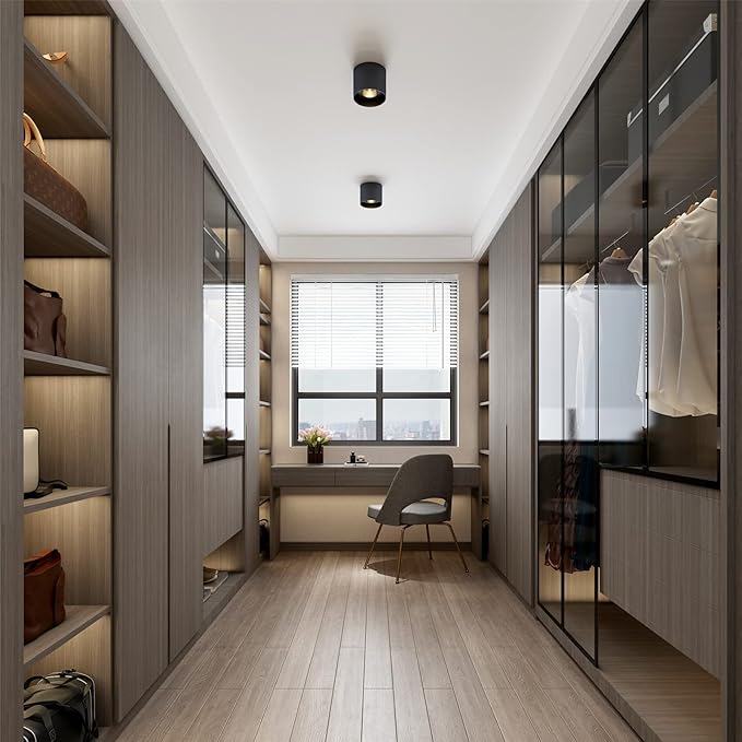 Flush Mount Ceiling Light, 20W LED Dimmable 5.9" Cylinder Ceiling Light, Aluminum Rustic Black Ceiling Spotlight for Foyer Closet Kitchen Hallway Entryway 3000K Warm White