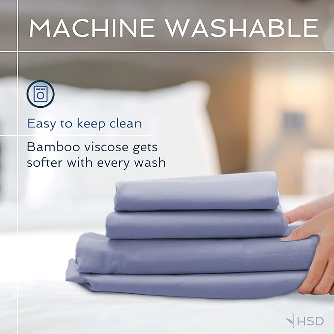 Hotel Sheets Direct 100% Viscose Derived from Bamboo Sheets Set Twin XL - Cooling Bed Sheets with 1 Pillowcase- Breathable, Moisture Wicking & Silky Soft Sheets Set- Navy Blue