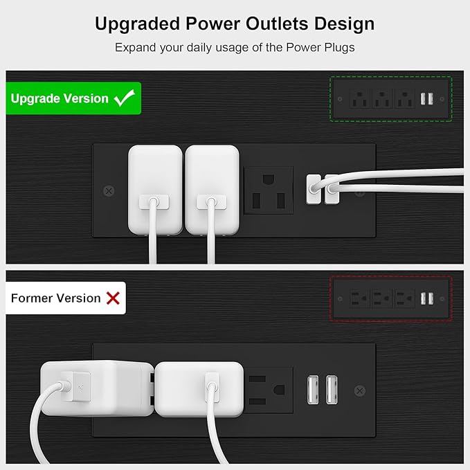 Ecoprsio Entryway Table with Outlets and USB Ports, Console Table with 2 Drawers, Small Sofa Table with Storage Shelves for Living Room, Couch, Hallway, Foyer, Kitchen Counter, 32'', Black