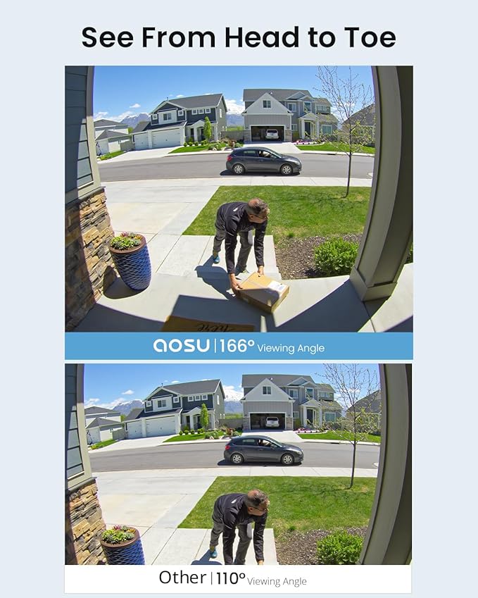 AOSU Doorbell Camera Wireless, 5MP Ultra HD, Support Local Storage, 2.4/5 GHz WiFi Video Doorbell with Homebase, Battery/Wired Powered, Work with Alexa & Google Assistant