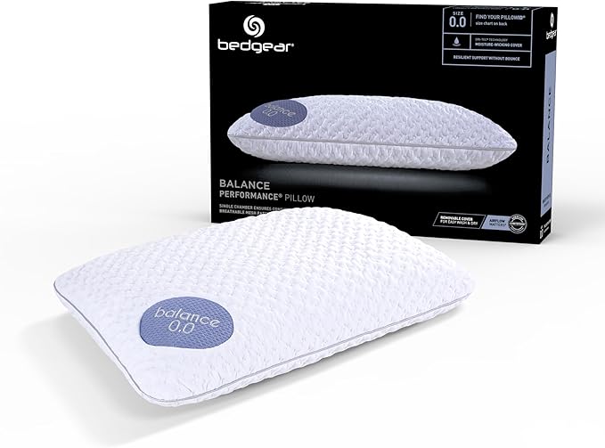 Bedgear Balance Performance Pillow – 0.0 - Moisture Wicking Bed Pillow for All Sleep Positions - Medium Firmness Bed Pillow - Washable Removable Cover – 20" W x 26" L x 4.75" H