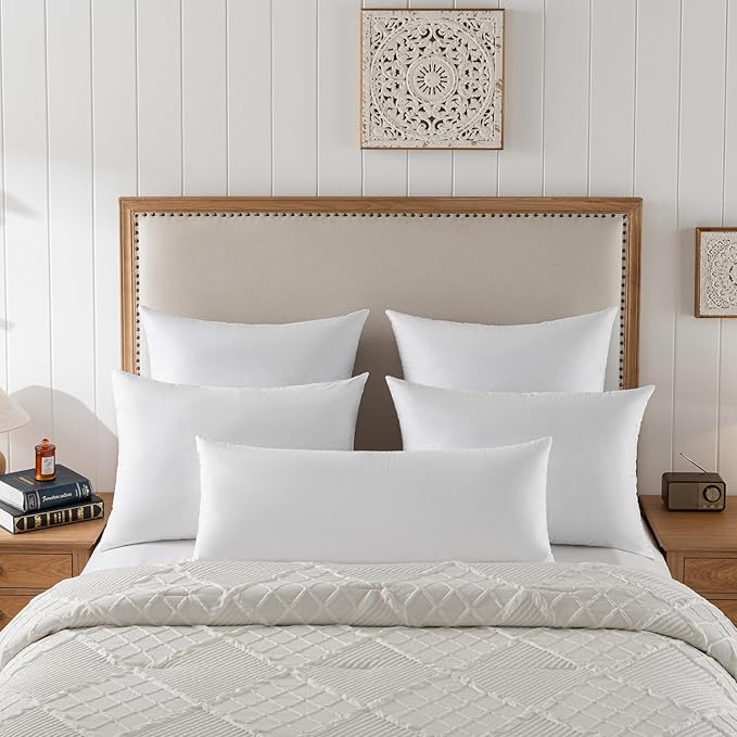 Goose Feathers and Down Pillows, Cotton Cover, Bed Sleeping Hotel Collection Pillows,Set of 2, Queen Size 20x28