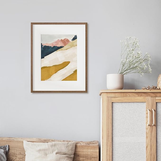 Axeman 16x20 Picture Frame with Mat for 11x14, Solid Oak Wood Poster Frame with Tempered Glass for Home Decor, Wooden 16x20inch Photo Frame for Art Photo and Prints, Set of 2, Walnut