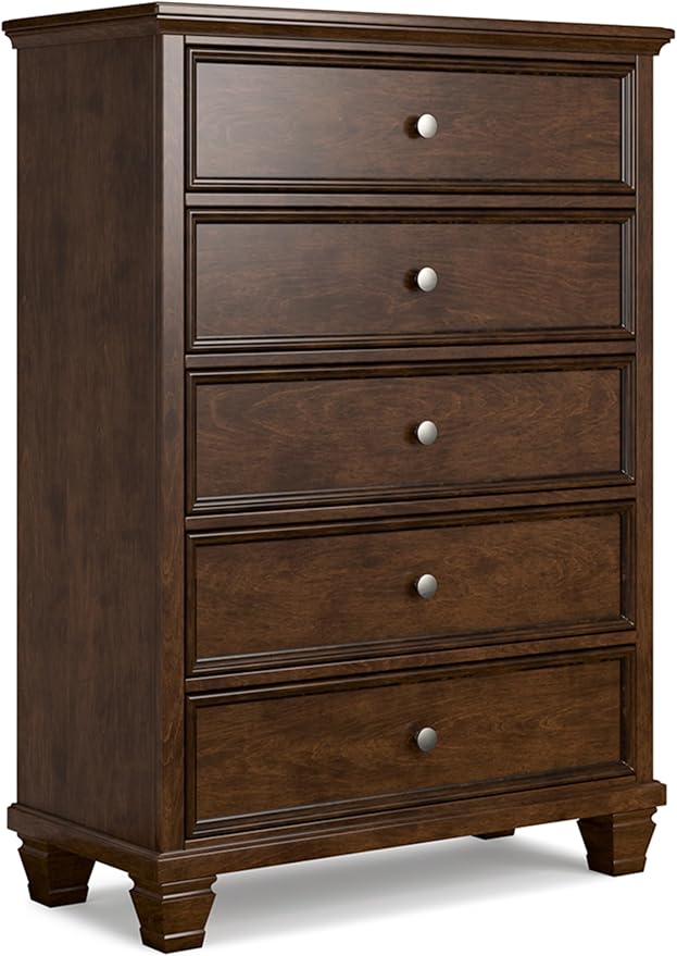 Signature Design by Ashley Danabrin Traditional 5 Drawer Chest for Bedroom, Dark Brown