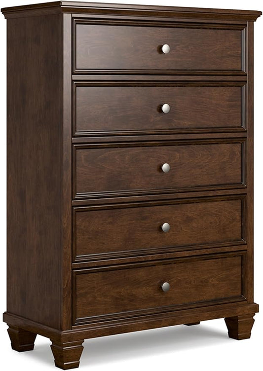 Signature Design by Ashley Danabrin Traditional 5 Drawer Chest for Bedroom, Dark Brown
